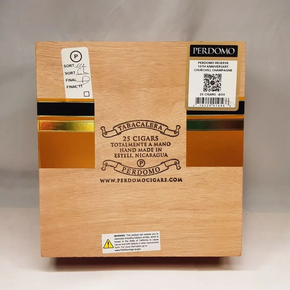 Perdomo Reserve - Epicure Champagne - 10th Anniversary - Empty Cigar Box
